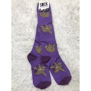 NWT SOCK IT TO ME SLOTH KNEE HIGH SOCKS DERBY STYLISH PURPLE CUTE SLOW WAVE
